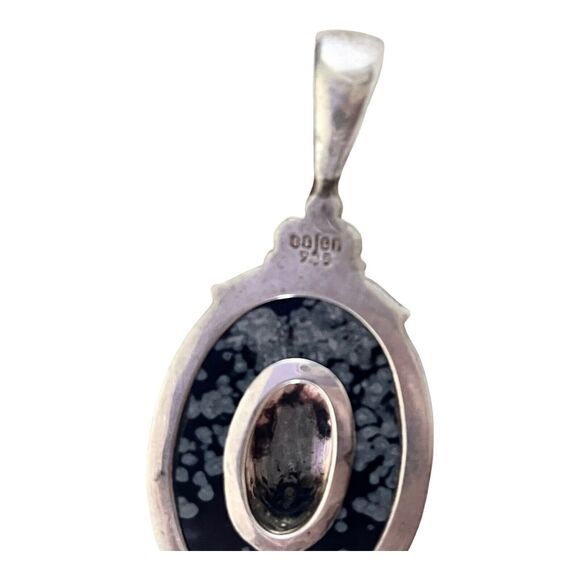 925 Silver Sajen Goddess Face Mother of Pearl PENDANT Black Obsidian Onyx Gems - Picture 6 of 8